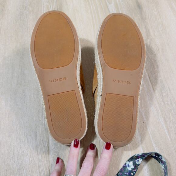 VINCE Ulla Espadrille Fall Tan Suede Platform Mules Slip On Size 7 - Picture 8 of 9